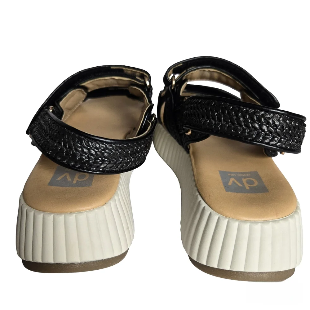 Dolce Vita Fighter Sporty Platform Sandals Black Woven Adjustable Straps